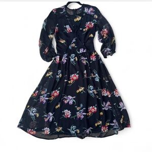 ASOS Black Floral Cut-Out Midi Dress – Size US 4